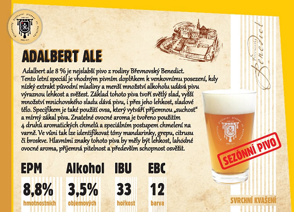 
					
						Speciální nabídka: ADALBERT ALE letní speciál - naše pivo z místního pivovaru k zakoupení na hotelové recepci
					
					
					
					
				